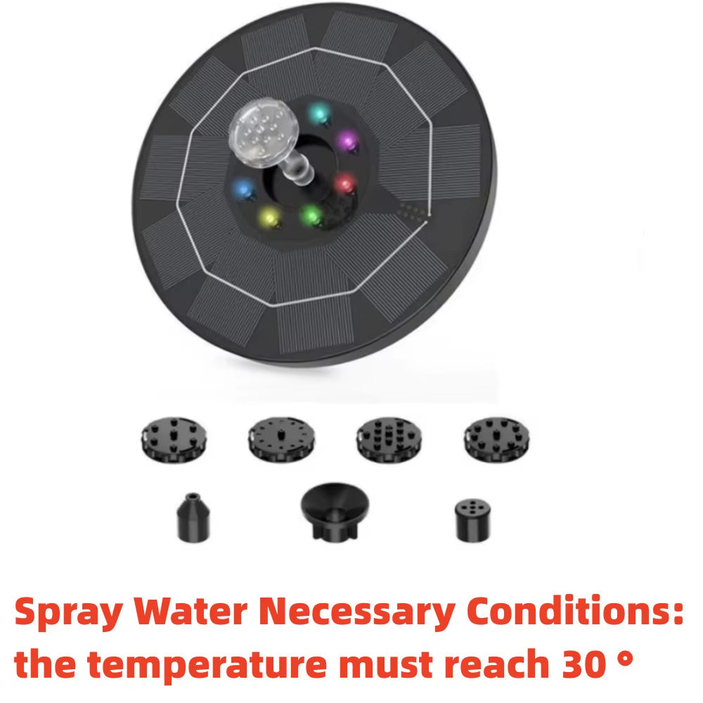 Solar Fountain Pump Energy-Saving Plants Watering Kit Colorful Solar Fountain Solar Panel Bird Bath Fountain Outdoor Garden Pool