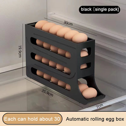 Automatic Scrolling Egg Rack Holder Storage Box Egg Basket Food Containers Egg Case Holder Refrigerator Storage Organizer