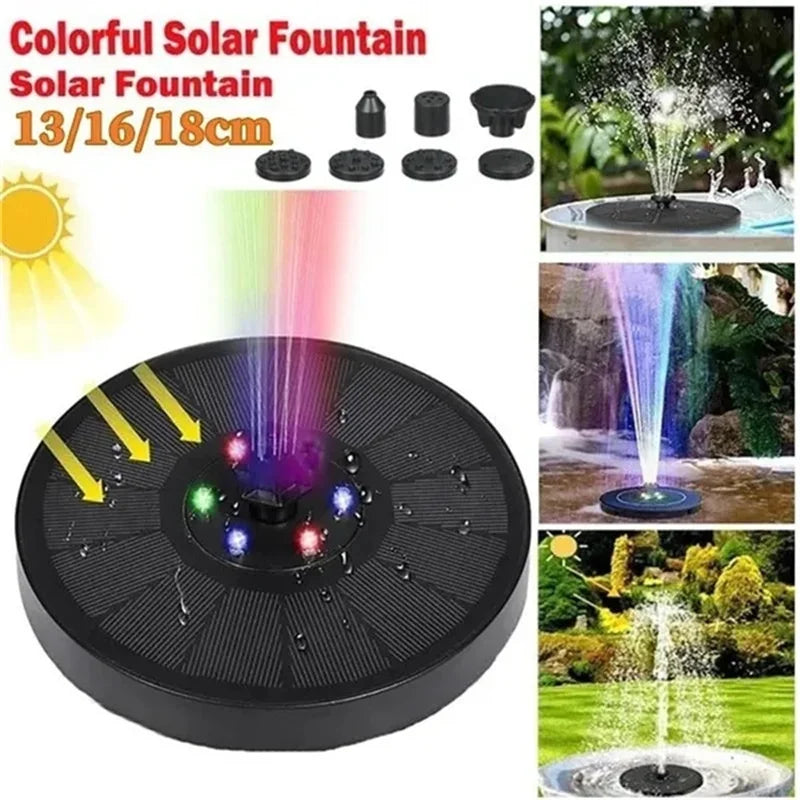 Solar Fountain Pump Energy-Saving Plants Watering Kit Colorful Solar Fountain Solar Panel Bird Bath Fountain Outdoor Garden Pool
