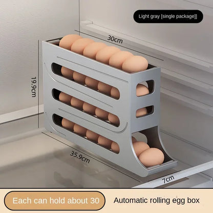 Automatic Scrolling Egg Rack Holder Storage Box Egg Basket Food Containers Egg Case Holder Refrigerator Storage Organizer