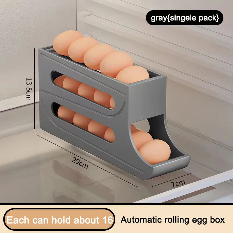 Automatic Scrolling Egg Rack Holder Storage Box Egg Basket Food Containers Egg Case Holder Refrigerator Storage Organizer