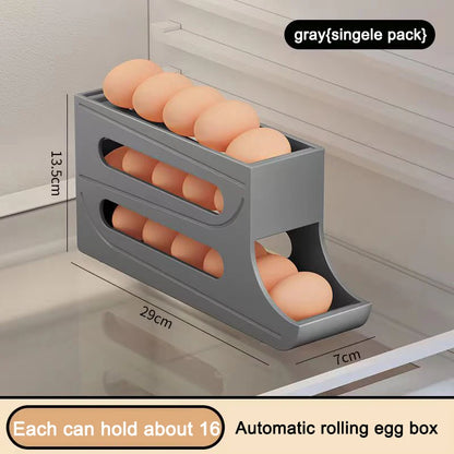 Automatic Scrolling Egg Rack Holder Storage Box Egg Basket Food Containers Egg Case Holder Refrigerator Storage Organizer