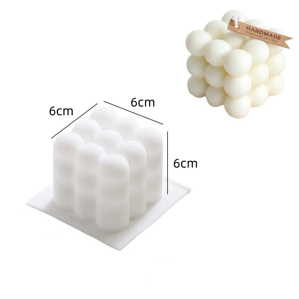 2PCS 3D Bubble Candle Mold, Spherical Resin Candle Mold, Cylindrical Candle Making Silicone Mold, Silicone Gypsum Mold