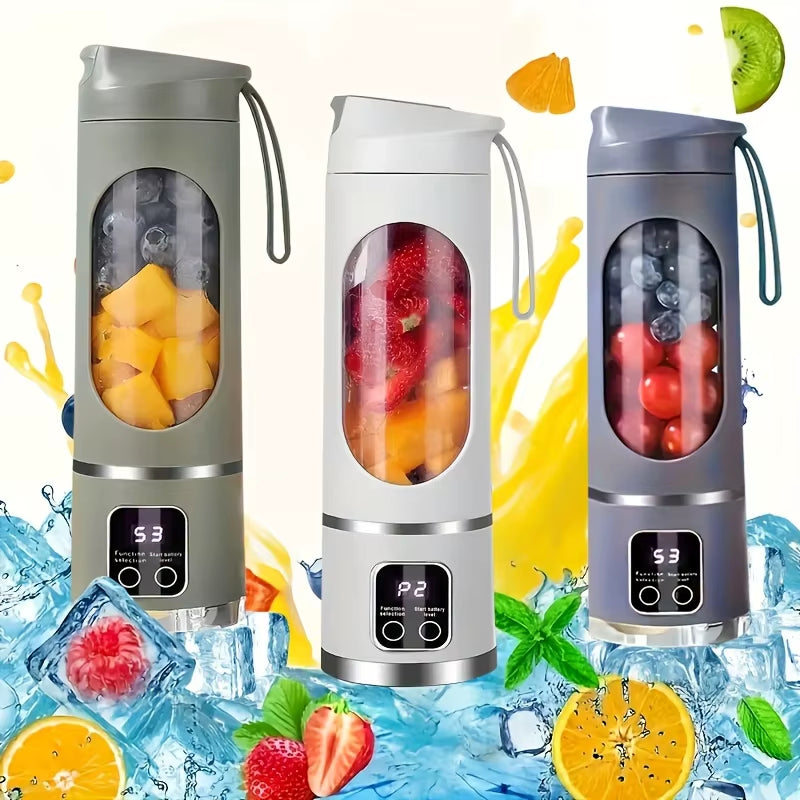 1 Small Portable Blender and Juicer - Rechargeable via USB, Personal Wireless Blender with Stainless Steel Blades