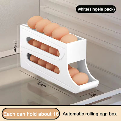 Automatic Scrolling Egg Rack Holder Storage Box Egg Basket Food Containers Egg Case Holder Refrigerator Storage Organizer